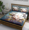 Teal Blue Magnolia Floral Bedsheet - Image 1