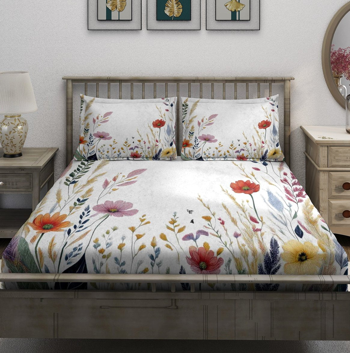 White Wildflower Meadow Garden Bedsheet - Image 2