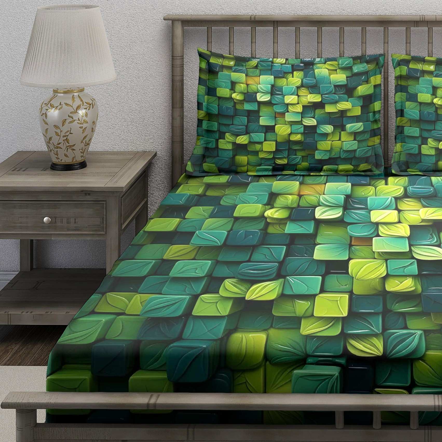 3D Green Geometric Cubes - Image 3