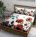 White Red Orange Poppy Botanical Bedsheet - Image 1