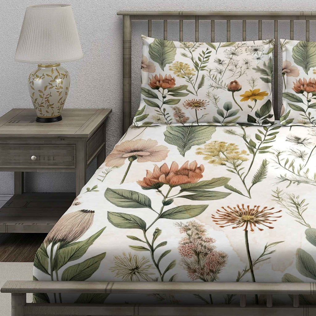 White Vintage Botanical Garden Bedsheet - Image 3