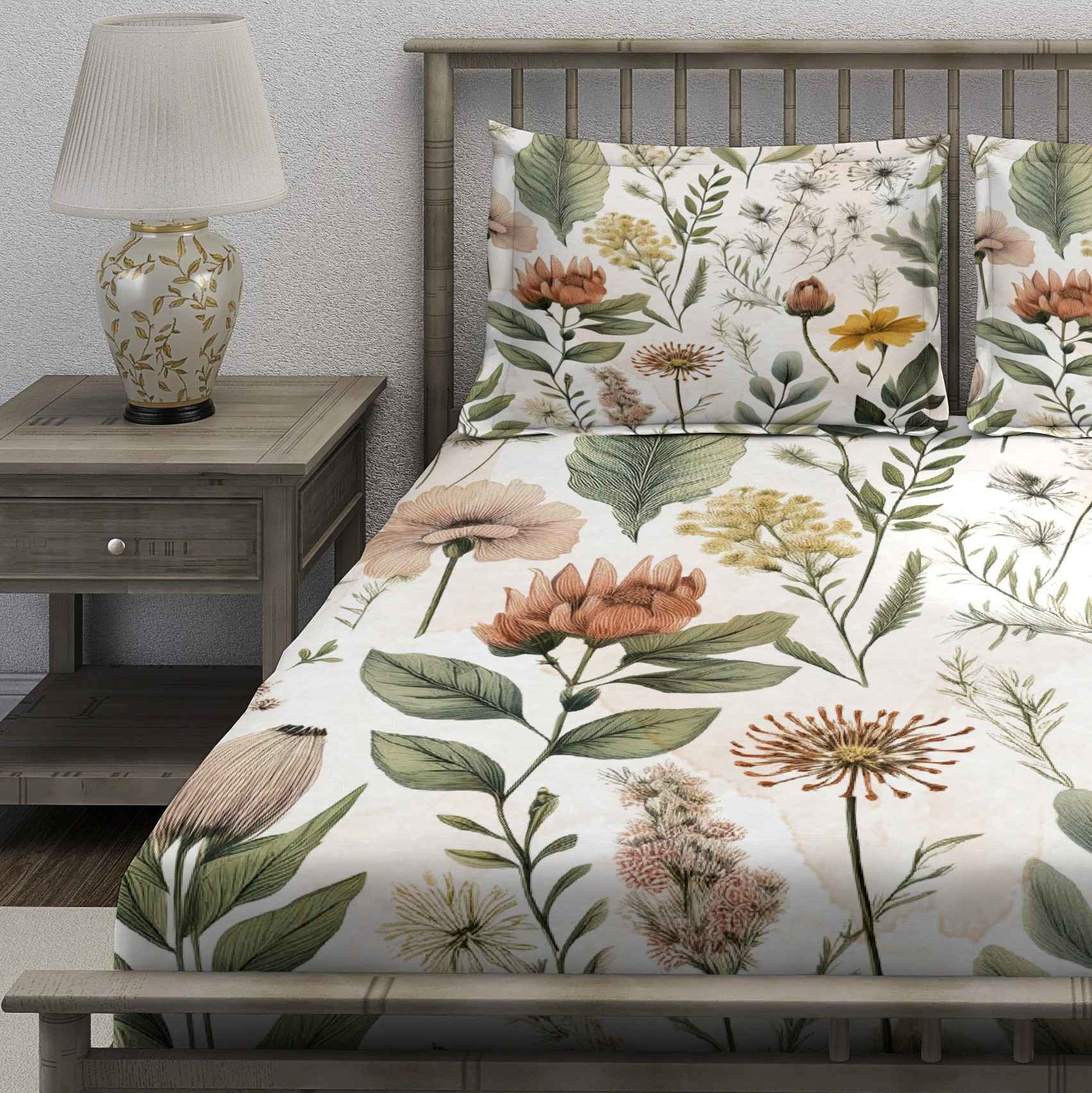 White Vintage Botanical Garden Bedsheet - Image 3