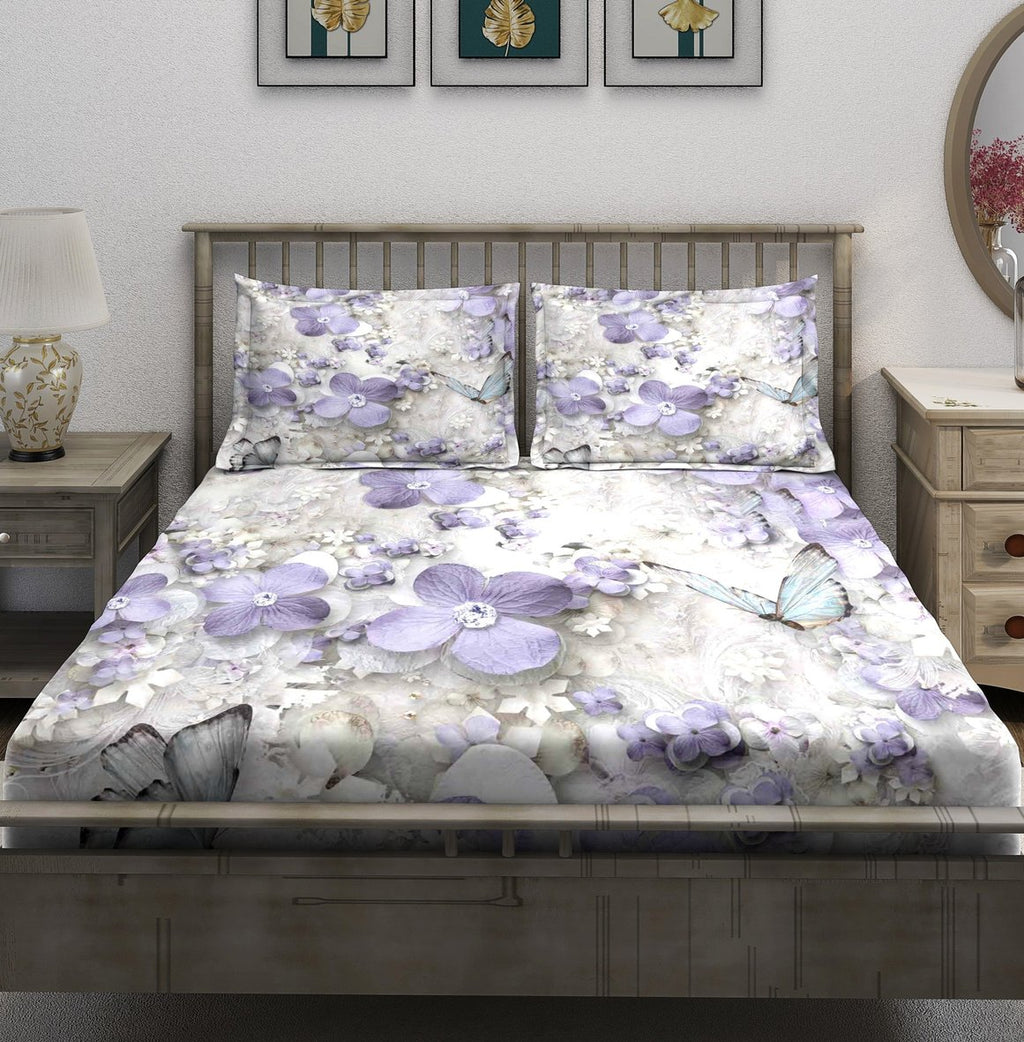 Purple Lavender Floral Butterfly Bedsheet - Image 2