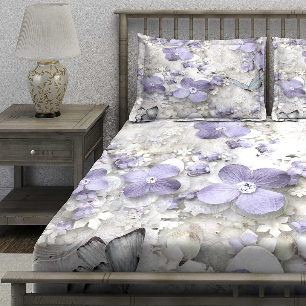 Purple Lavender Floral Butterfly Bedsheet - Image 3