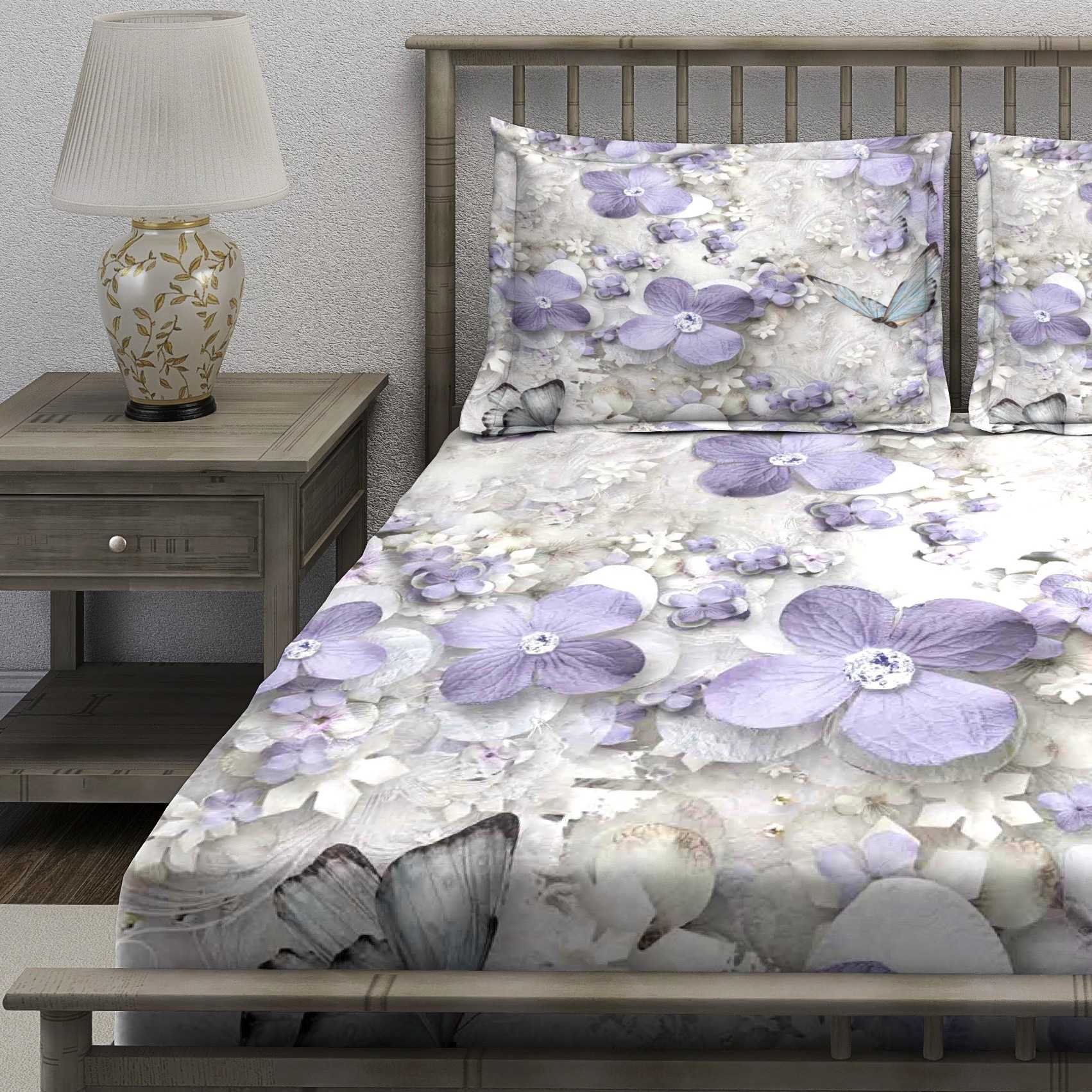 Purple Lavender Floral Butterfly Bedsheet - Image 3