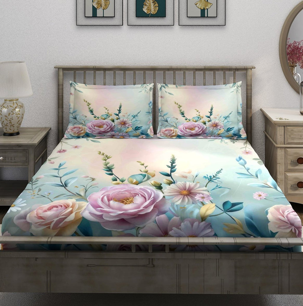 Pastel Rose Daisy Garden Bedsheet - Image 2