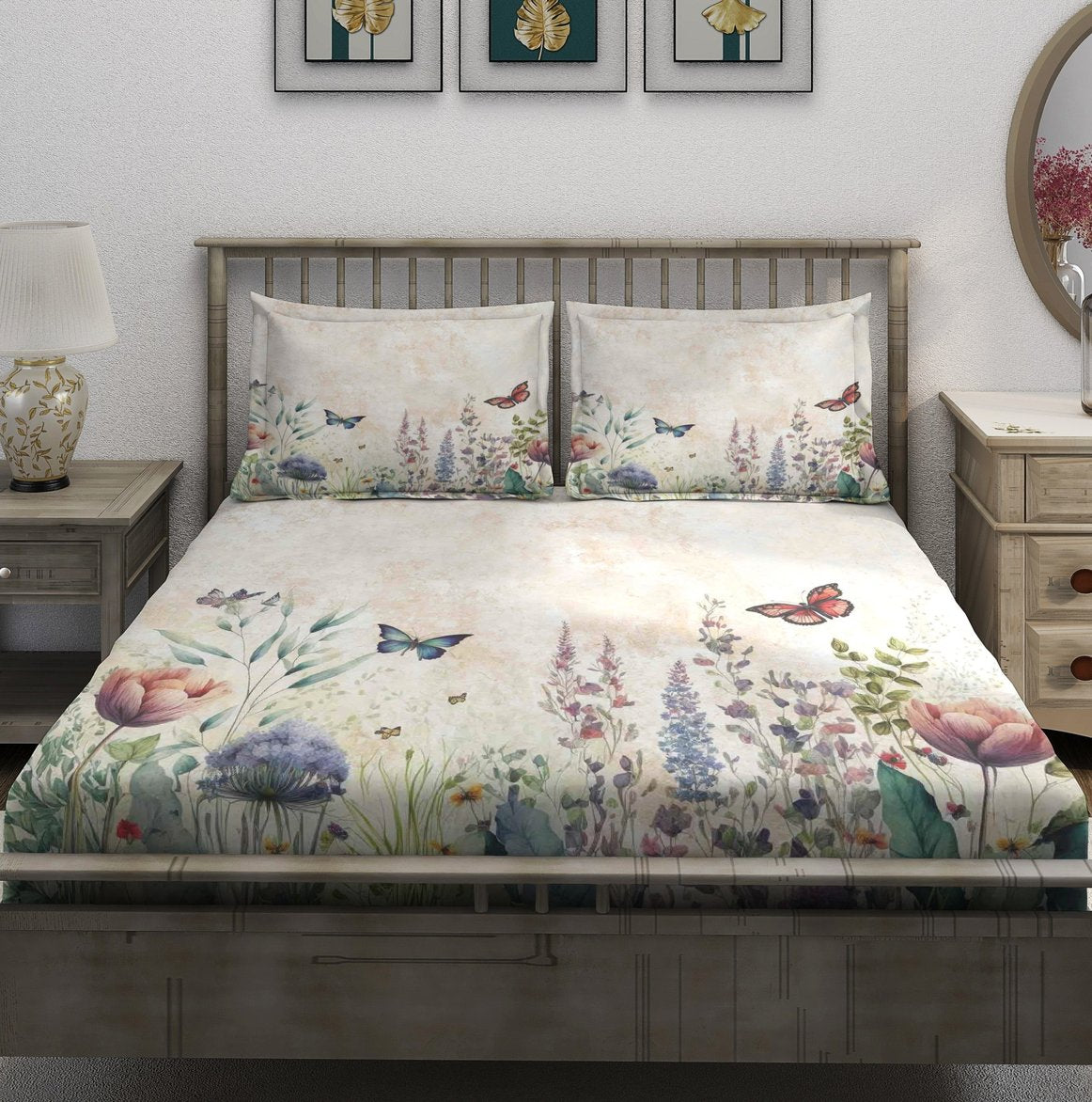 Cream Butterfly Wildflower Meadow Bedsheet - Image 2