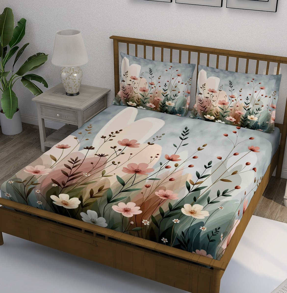 Soft Pink Wildflower Meadow Bedsheet - Image 1