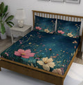 Dark Teal Night Garden Floral Bedsheet - Image 1