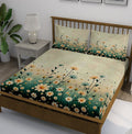 Cream Green Daisy Field Bedsheet - Image 1