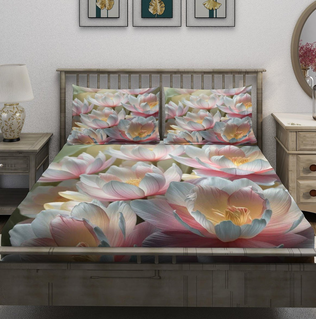 Pastel Lotus Flower Bedsheet - Image 2