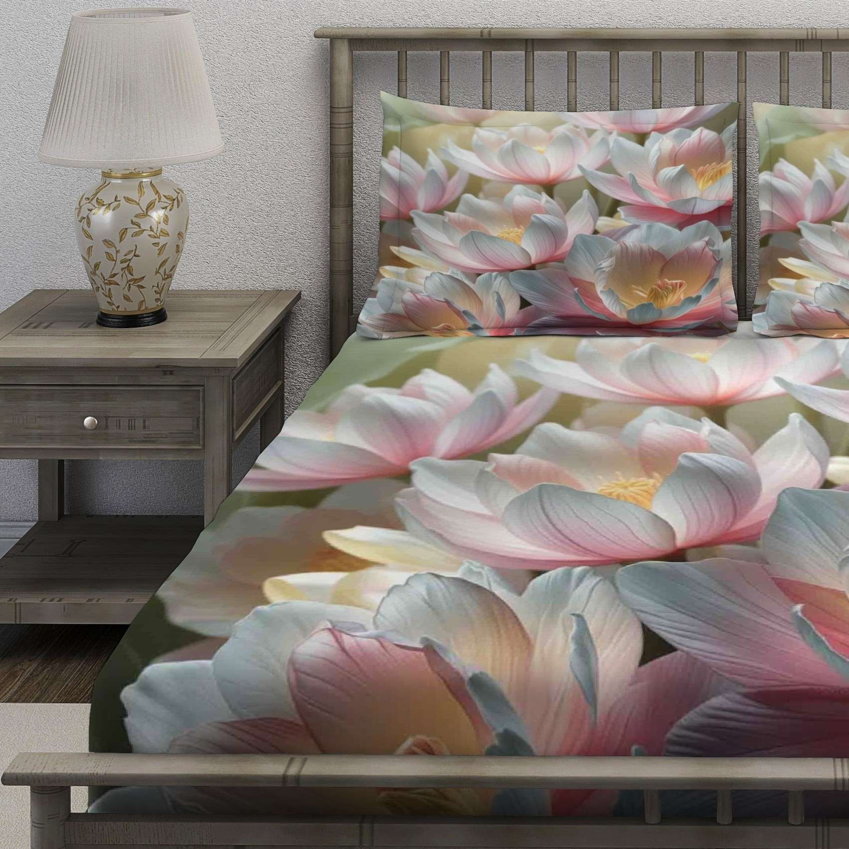Pastel Lotus Flower Bedsheet - Image 3