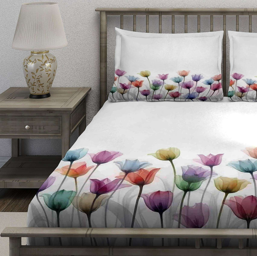 White Pastel Tulip Border Bedsheet - Image 3