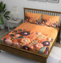 Orange Decorative Floral Bedsheet - Image 1