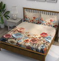 Beige Coral Blue Poppy Meadow Bedsheet - Image 1