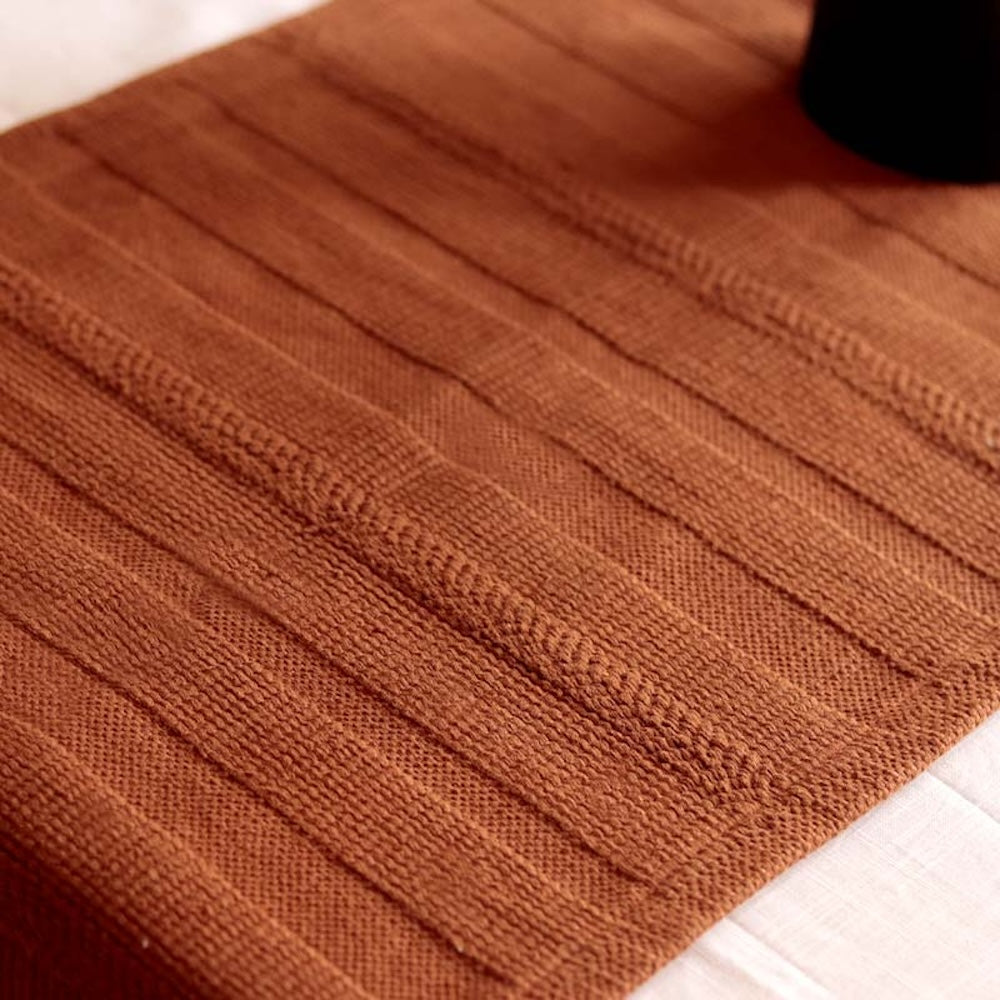 Rust Orange Quilted Table Runner with Textured Pattern - Image 3