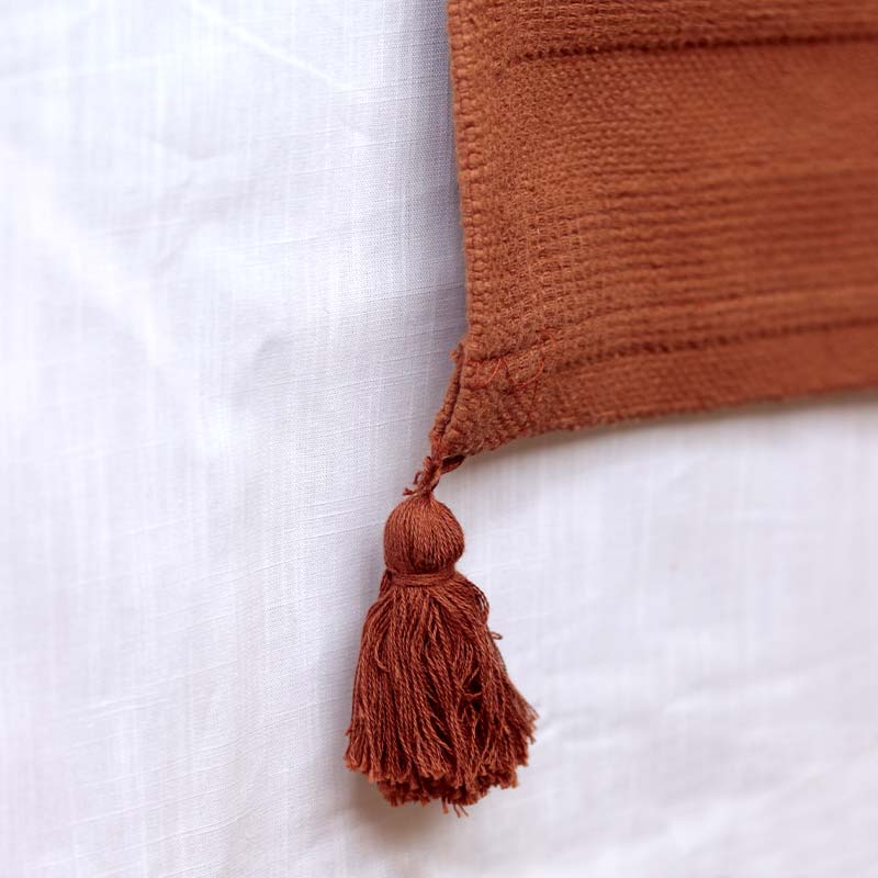 Rust Orange Quilted Table Runner with Textured Pattern - Image 4