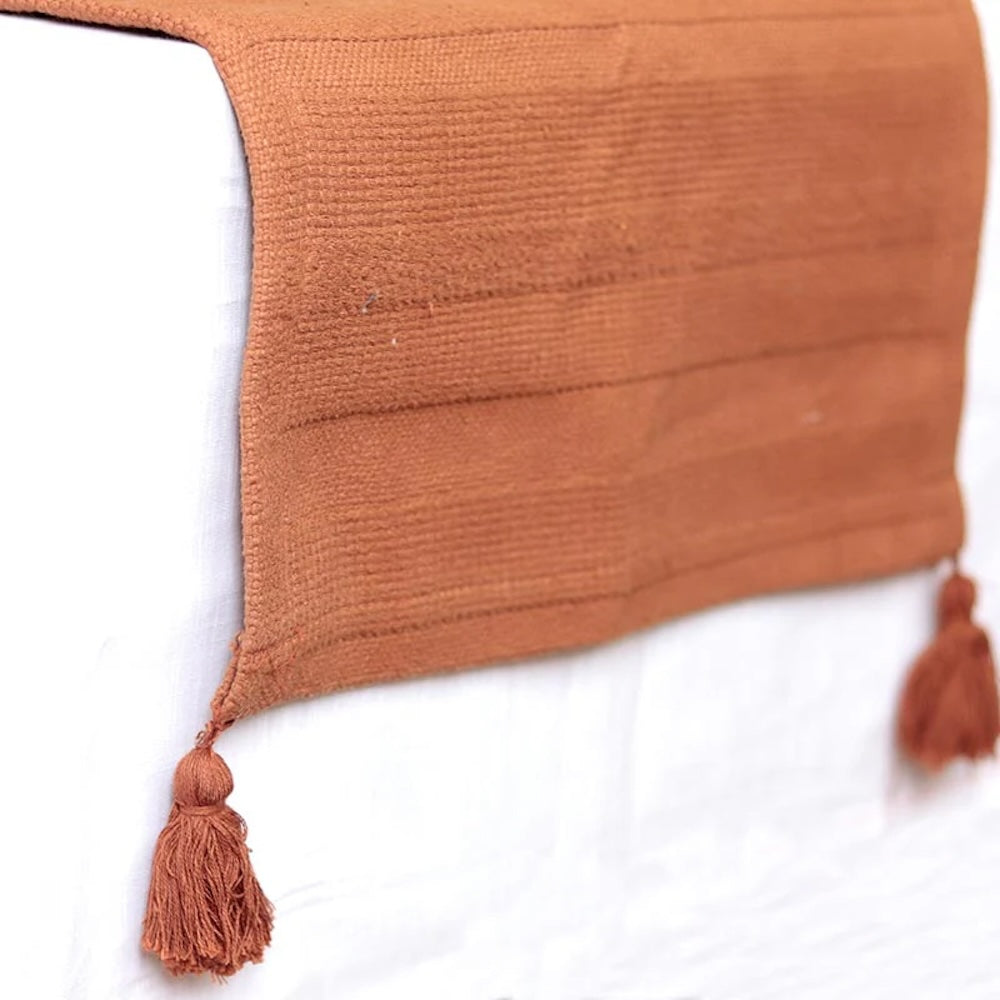 Rust Orange Quilted Table Runner with Textured Pattern - Image 6