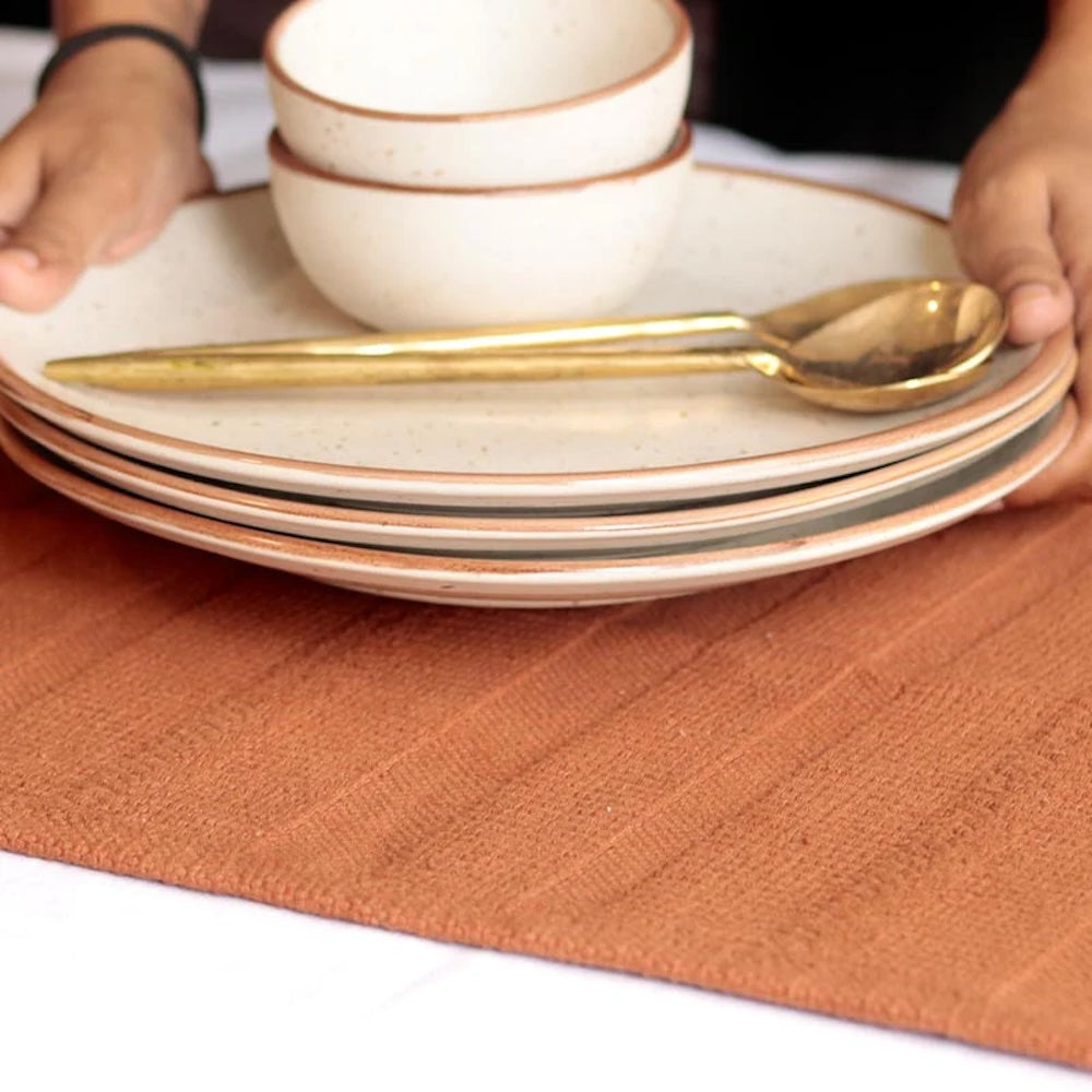 Rust Orange Quilted Table Runner with Textured Pattern - Image 7