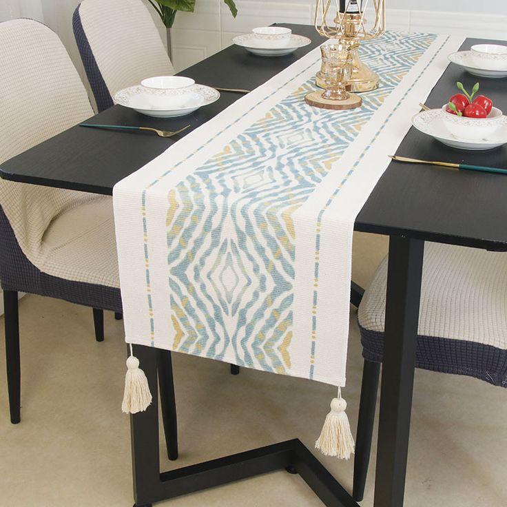 Green Tropical Palm Leaf Table Runner with Tassels - Image 6