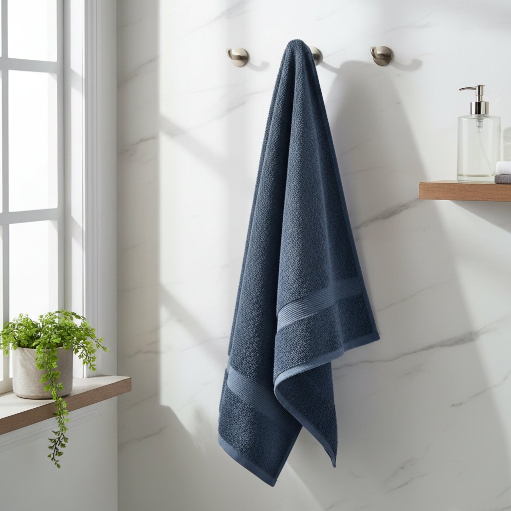 Dark Blue Bath Towel - standing