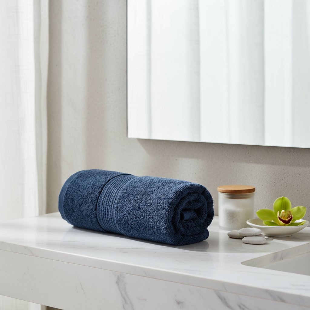 Dark Blue Bath Towel - scenery